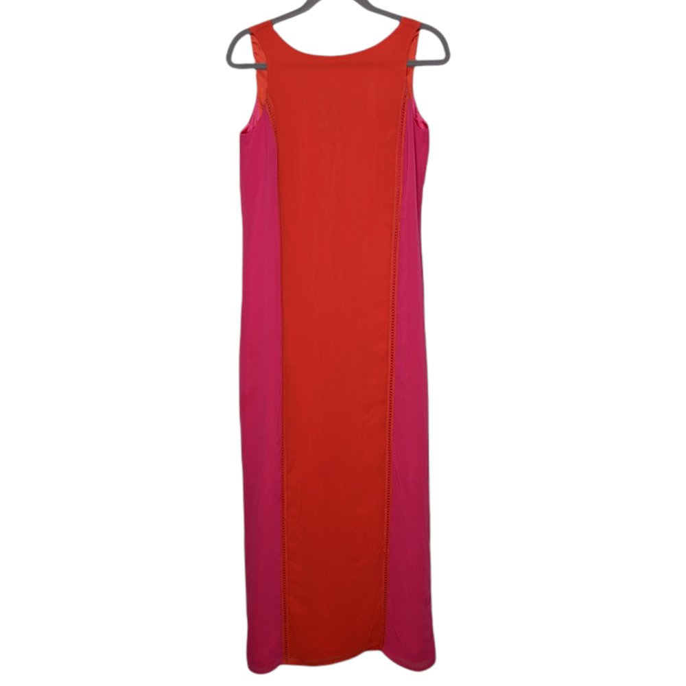 Gianni Bini S Orange Hot Pink Sleeveless Lightweight Chiffon Maxi Dress